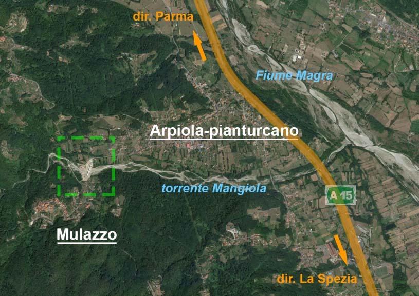 Inquadramento territoriale Ponte sul torrente Mangiola L opera, collocata a nord dell agglomerato del comune di Mulazzo, permette l attraversamento del torrente Mangiola e rappresenta l unico rapido