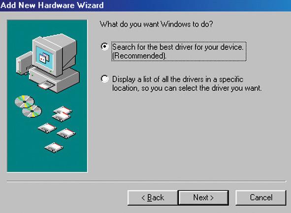 Fase 1: Installare il driver USB Installazione su Windows 98 e 98SE Il driver USB sul CD-ROM (S-SW38) è esclusivamente per Windows 98 e 98SE.
