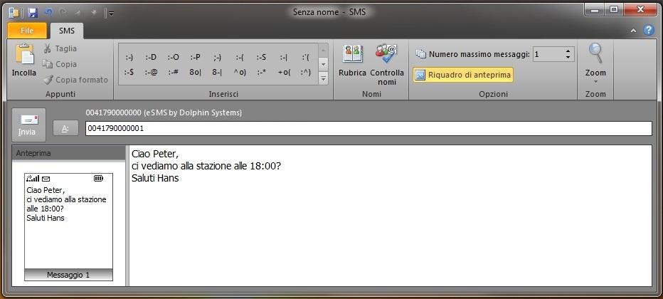 Avvertenza: considerate che viene conteggiato un SMS ogni 160 caratteri.