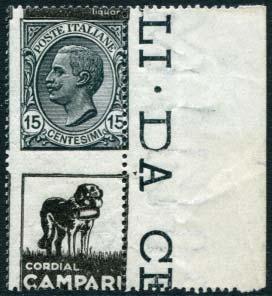 Caffaz (N 6 cat. 4.500) 700,00 490 1924/25 pubblicitario, 25 C.