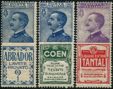 francobollo (N 8 cat. 1.650,00) 350,00 492 1924 pubblicitario, 25 C.