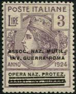 violetto, imperiale, soprastampato diagonalmente in rosso carminio (catalogo CEI N
