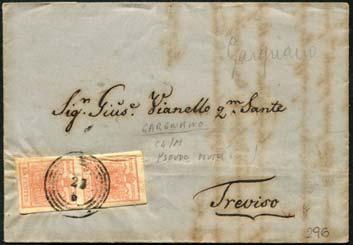 1856 lettera da Clusone a Sondrio, affrancata con 15 C.