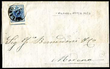 2035 1857 lettera da Milano a Toscolano, affrancata con coppia del 15 C.