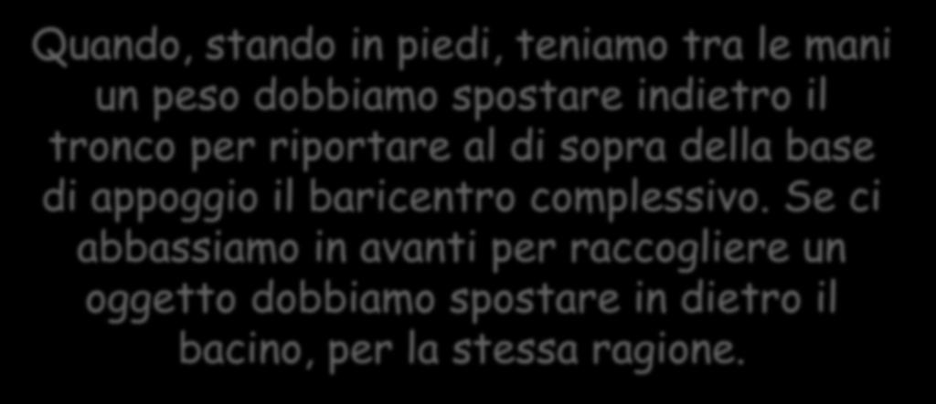 Se questo non si verifica si determina una coppia che tende a far ruotare il corpo e a farlo così cadere.