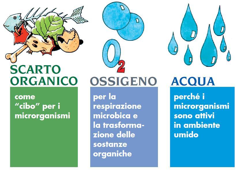Le 5 regole «d oro» del compostaggio 3 regola: buona miscelazione, porosità, acqua e azoto La miscela ideale dei materiali organici da compostare serve a: 1) fornire in modo equilibrato tutti gli
