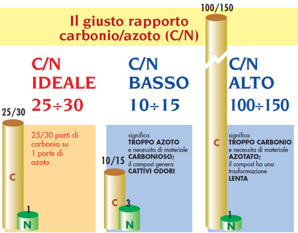 Le 5 regole «d oro» del compostaggio 3 regola: buona miscelazione, porosità, acqua e azoto Vediamo cosa succede in situazioni di squilibrio.