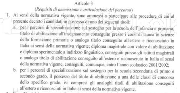 Cosa cambierà in seguito FORMAZIONE scuola dell infanzia e nella scuola primaria Corso di specializzazione annuale in pedagogia e didattica speciale per le attività di sostegno, attivato presso le