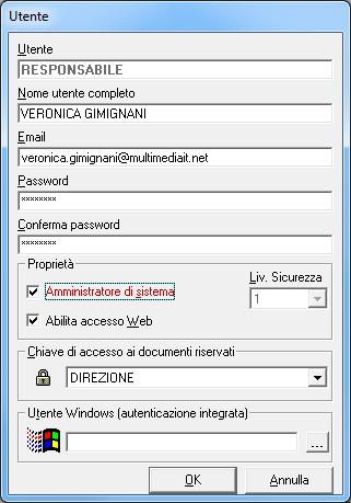 ATTIVAZIONE UTENTI Per poter accedere al database da Web è necessario avere un utente abilitato.