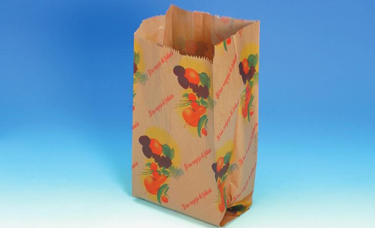 Sacchetti carta pura cellulosa avana millerighe stampa frutta sacchetti (gr/mq) 19030F 40 15+6+6x34 15 kg.