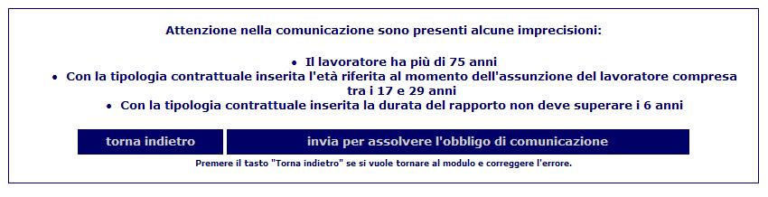 5.1 Dati di invio errati o mancanti Nel caso l utente non abbia compilato uno o più campi obbligatori, l invio non sarà possibile, e nella pagina compariranno scritte in rosso le indicazioni relative