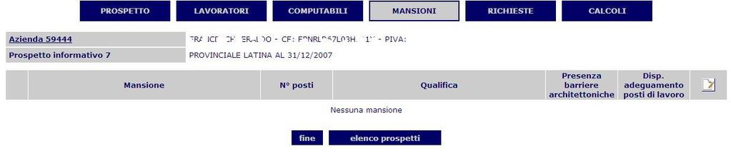 Altro 10.2.1.4 Mansioni La sezione mansioni contiene le mansioni disponibili per i lavoratori disabili di cui all Art. 1 L. 68/99.