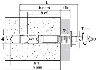 DATI TECNICI TECHNICAL DATA d M6 M8 M10 tipo size d x L ID tfix tfix, RED do [mm ] h1 hnom Pag.