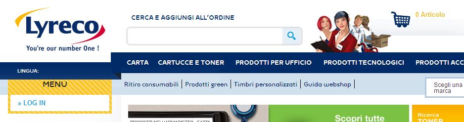 Come ordinare Per accedere al Webshop di Lyreco, prima di tutto devi inserire l URL www.lyreco.it.