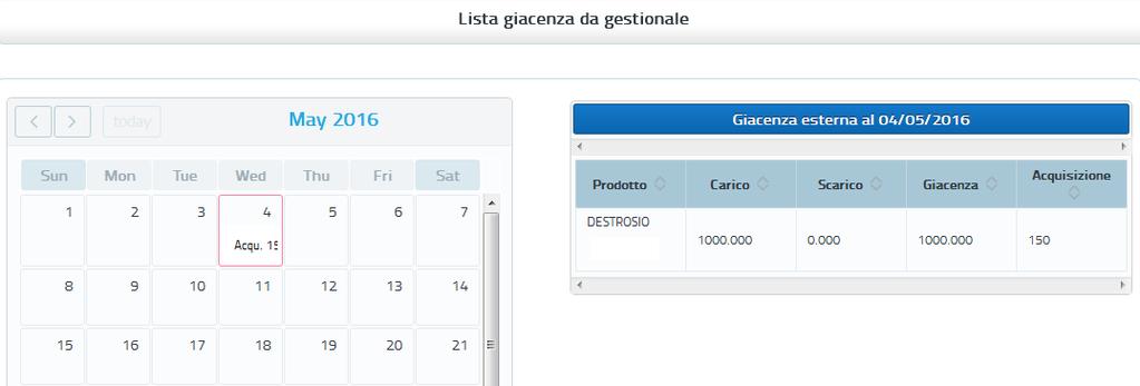 Le giacenze esterne acquisite saranno visibili nella nuova funzione Giacenze esterne, dove per