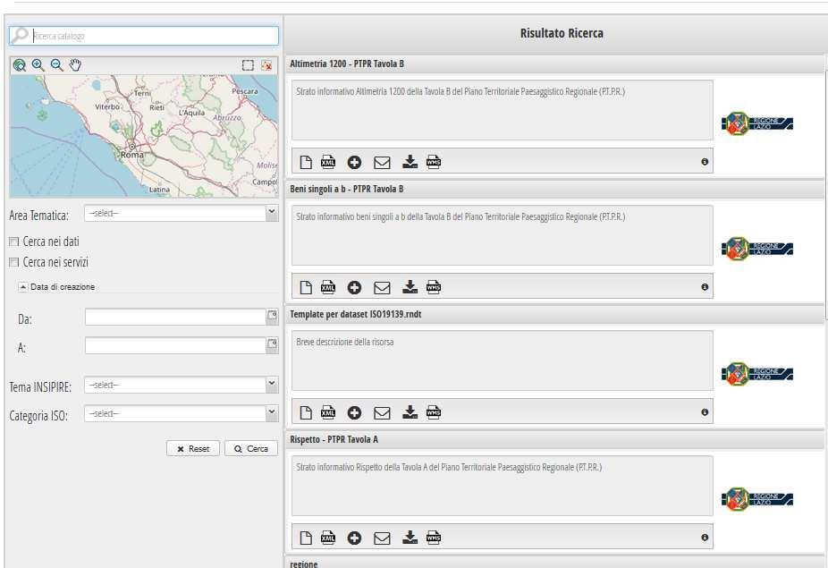 - Pag. 7 a 23 Per ogni risultato della ricerca è possibile inoltre eseguire le seguenti operazioni - Visualizza Metadato.