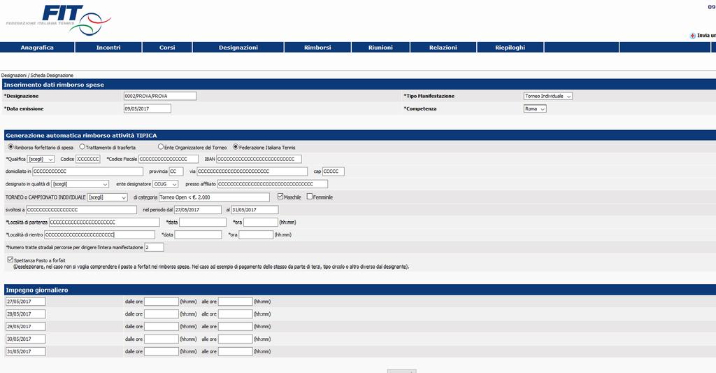 Inserire orario di fine utilizzando i «:» Nel caso di incontri non iniziato o rinviato compilare gli appositi spazi 1.