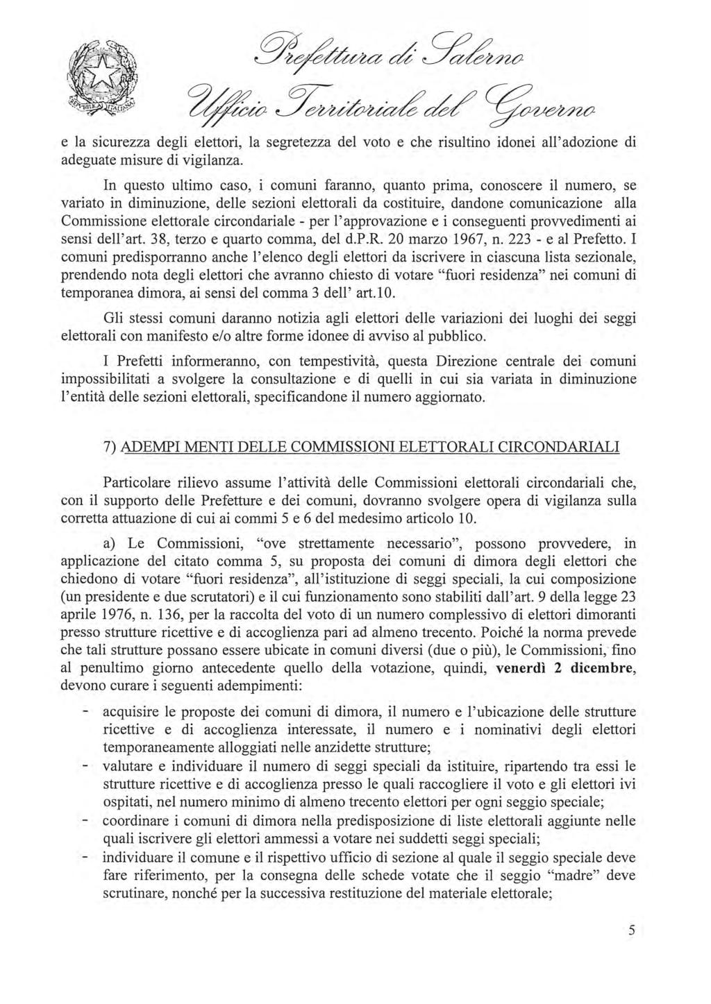 Y~d-Y~ ~ Y~u Cj/AYVCMW e la sicurezza degli elettori, la segretezza del voto e che risultino idonei all'adozione di adeguate misure di vigilanza.