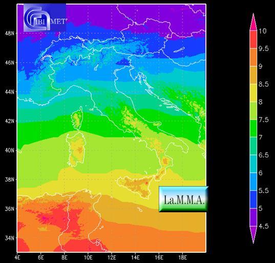 PREVISIONE DELL INDICE UV SULL ITALIA 3-Settembre-2003 Ore 12:00 solari