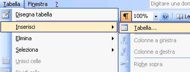 Creare una tabella È possibile creare una tabella nel documento cliccando il pulsante Inserisci tabella presente sulla