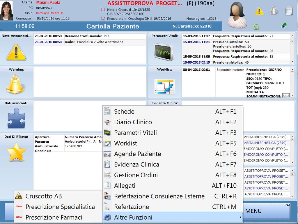 Funzionalità e usabilità Il sistema Matilde è uno strumento UNICO che permette di gestire tutta l operatività clinica: - Documentazione di Cartella (personalizzabile per ogni realtà operativa) -