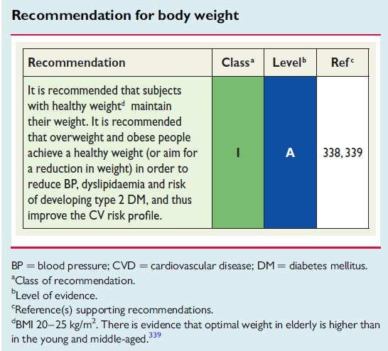 Prevenzione: controllo del peso Un BMI tra 20-25 riduce il rischio per tutte le cause di mortalità (in soggetti con età inferiore a 60 anni).