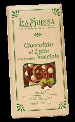 zi 26 x Ct Cod. 70160 Tavoletta Latte e Nocciole Peso 100 g EAN 8008429701418 P.zi 26 x Ct Cod. 70162 Tavoletta extra Fondente 52% Peso 100 g EAN 8008429718010 P.