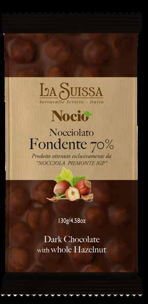 NOCCIOLATO 130g 7,8x15,3x1,5cm NOCCIOLA PIEMONTE IGP Tavoletta di cioccolato Fondente con il 70% di cacao prodotta esclusivamente con Nocciola Piemonte IGP - 24% di nocciola intera.