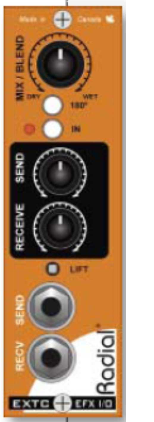 EXTC 500 Pro-to-Guitar Effects Loop Converte segnali a livello di linea bilanciati in segnali a livello strumento per effetti a pedale.
