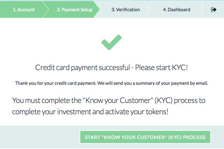 CARTA DI CREDITO Il pagamento con carta di credito è andato a buon fine - Per favore, avvia la KYC! Ti ringraziamo per il tuo pagamento con carta di credito.