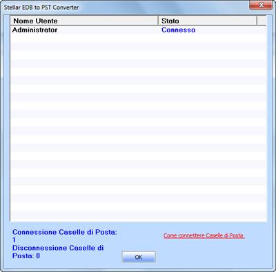 Per convertire un file EDB da tutte le caselle postali su Exchange Server Selezionare Connessione di tutte le caselle di posta sul server da Opzioni di Connessione.