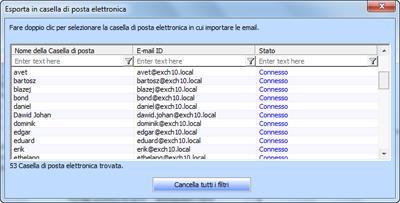 Nella finestra di dialogo Connettersi Exchange Server Mailbox, scegliere Connessione singola casella di postax oppure Connessione di tutte le caselle di posta sul server, a base alle proprie esigenze.