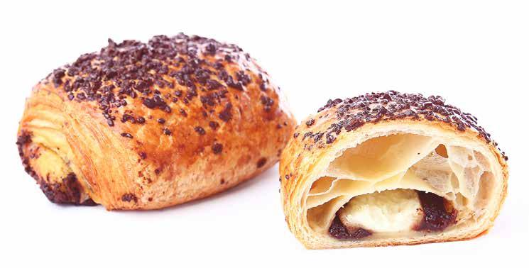 selezione VIENNOISERIE Fagottini & pain au chocolat 1/2 18046 Fagottino farcito con pepite di cioccolato ( burro 20,1%) - clean label 70g - 70pz/crt - 64crt/bnc Cuocere 28-30min a 160 C Gli amanti