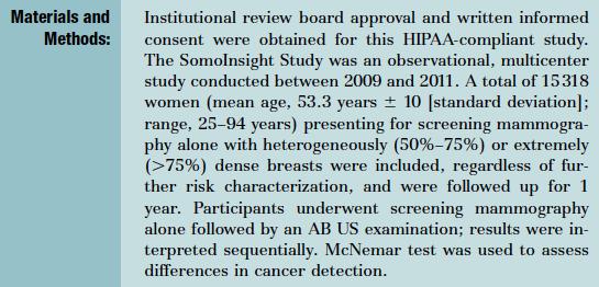 studio osservazionale multicentrico 15318 donne di screening alta densità