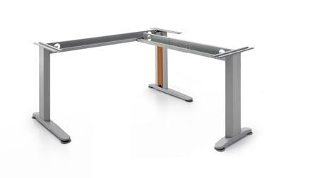 The structure of the table is composed of two cm 80 wide L shaped legs or by two cm 60 wide T shaped legs connected by a fix beam of different lengths fitted for cable collection.