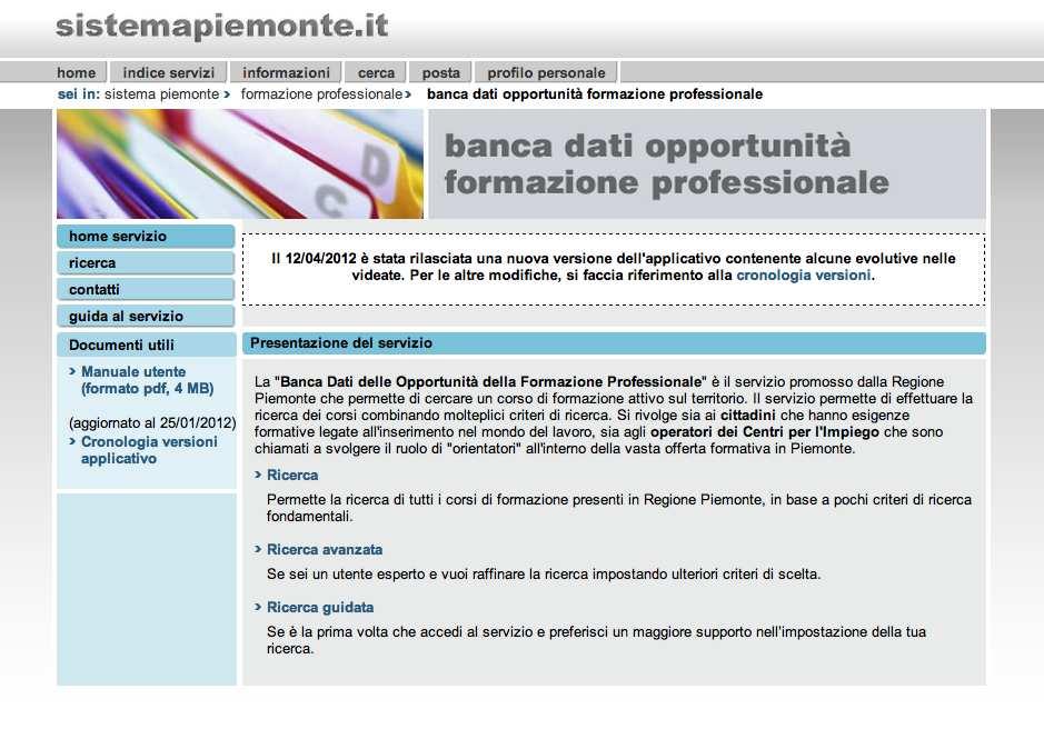 la Banca dati sulle opportunitàdella F. P.