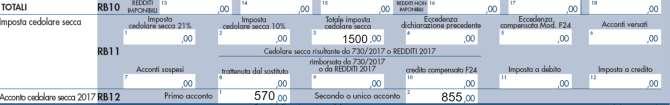 La 1 rata dell acconto da versare entro il 30 giugno è pari al 40% del totale dell acconto(570+885) La 2 rata dell acconto da versare entro il 30 novembre è pari al 60%