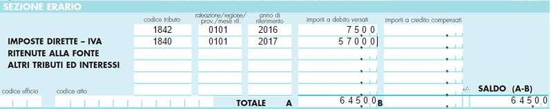 Supponiamo il cao in cui il contribuente invece intenda rateizzare il 1 acconto pagando invece in un unica soluzione il saldo 2016.