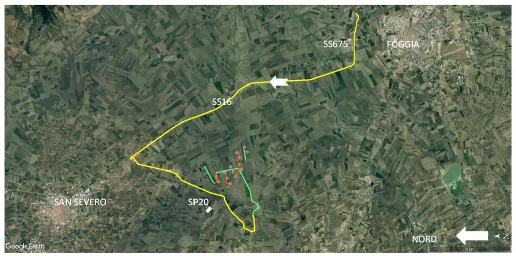 Percorso seguito dagli aerogeneratori (in verde le piste di nuova realizzazione) 6.