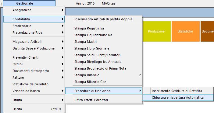 6.2 Chiusura e riapertura automatica Percorso per aprire la finestra per l esecuzione della chiusura e riapertura automatica. (figura 59).