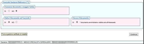 Figura 68 Nell'ultima sezione della schermata Fascicolo Sanitario Elettronico (riportata nella figura precedente) è data la possibilità di alimentare il Fascicolo Sanitario Elettronico (previo