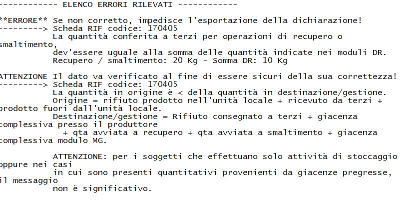 Le possibili anomalie Errore: il sistema ha rilevato un anomalia che il compilatore deve correggere per proseguire Attenzione: il sistema ha