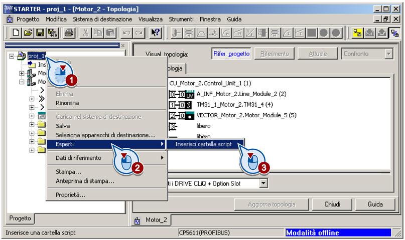 Operatività (Software) 3 3.1 Istruzioni per l'esecuzione di script Inserimento della cartella di script nel progetto 1.