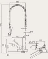 eva clinica (lunghezza 2 ) in plastica nera. Canna girevole. K2s.4024.03.