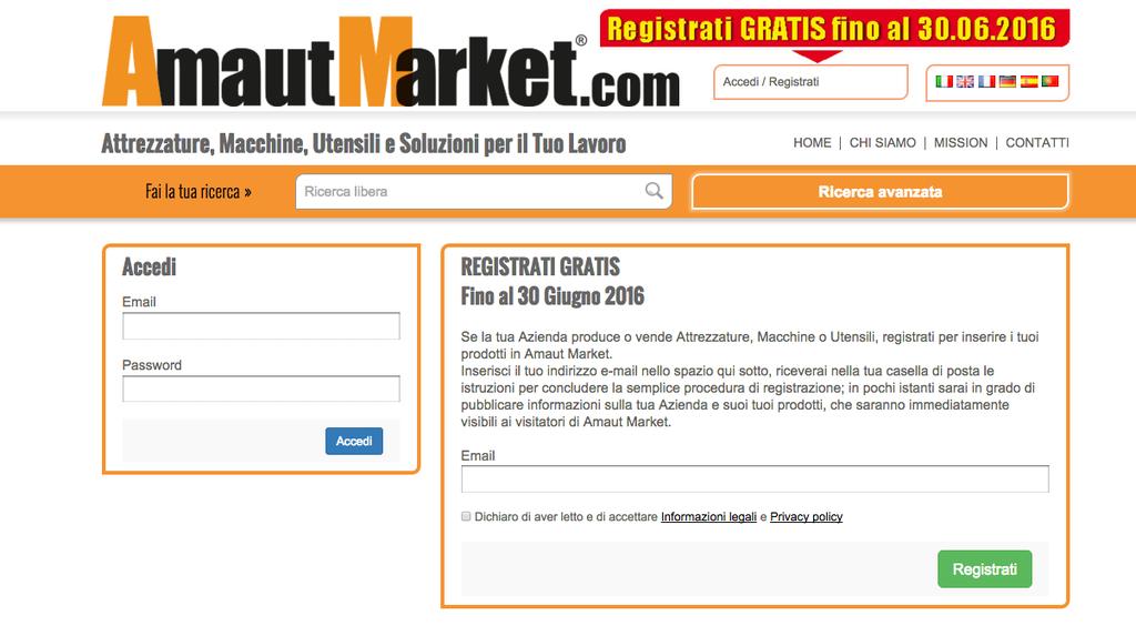 Brevi Istruzioni per Accesso e Utilizzo Per accedere al Portale Amaut Market l indirizzo Internet è: www.