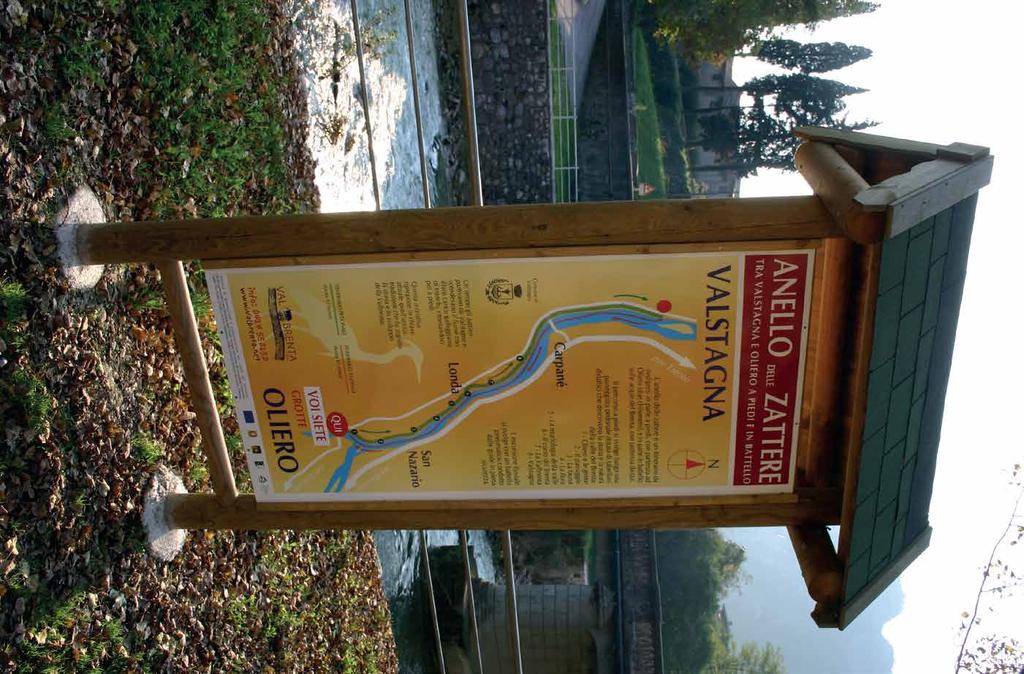 tabelloni didattici che risale il fiume Brenta nel tratto compreso tra le Grotte di Oliero ed il centro di Valstagna.