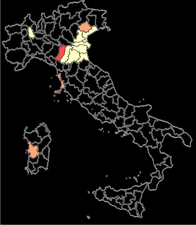 Toscana) e 11 identificati in donatori di sangue (7 Lombardia, 3 Emilia- Romagna, 1 Veneto) e 6 casi come febbre confermata (3 Emilia-Romagna, 3 Veneto).