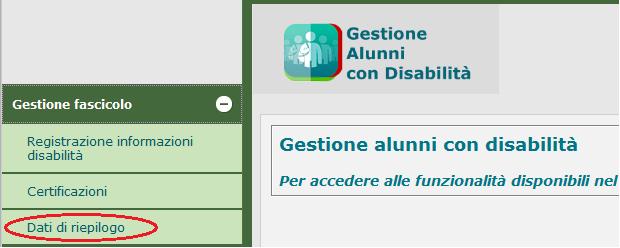 Dati di riepilogo L applicazione mette a disposizione funzioni di visualizzazione di dati aggregati e di dettaglio riguardanti la disabilità all interno di una