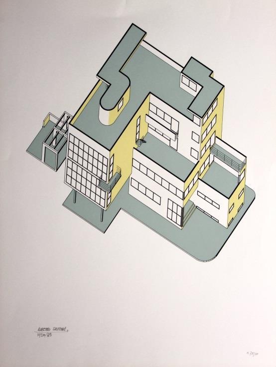 9. Maison-atelier del pittore Jean-Saladin van Berchem, a Parigi Progetto 1930, serigrafia 1983.