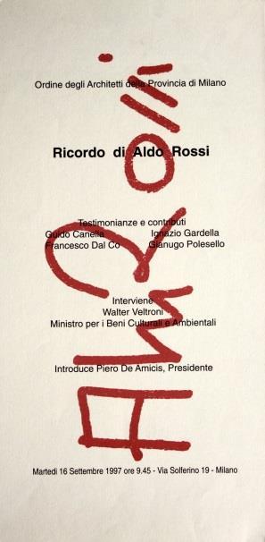 ordine degli architetti di Milano il 16 Settembre 1997.